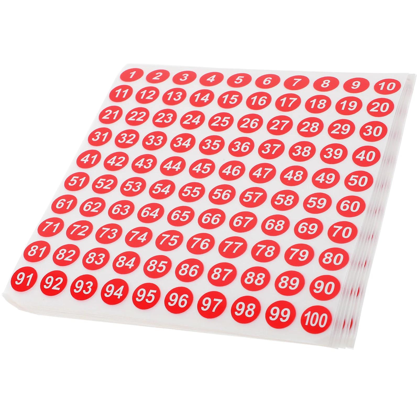 100 시트 스티커 원형 숫자 자체 접착 분류 라벨, 방수 번호, 사무실 표지판, 교실용 소형
